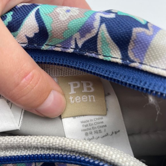 Pottery Barn Teen Blue and Purple Paisley Floral School Backpack Multi-Pocket - Picture 9 of 11